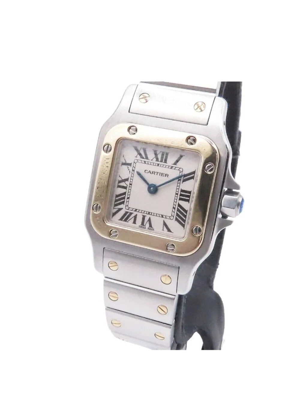 Cartier Santos Galbee SM Ivory Stainless Steel 18K Yellow Gold Watch Quartz